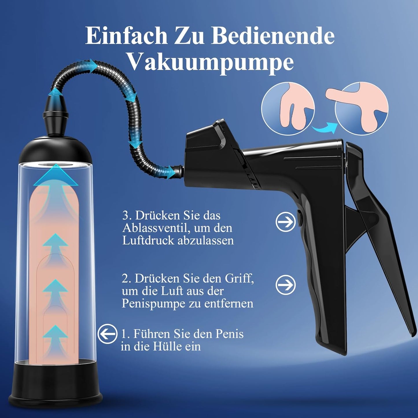 UTIMI Penispumpe für Männer mit 3 Penisringen & 2 Silikonhülsen – Vakuum Penispumpe zur Unterstützung stärkerer Erektionen