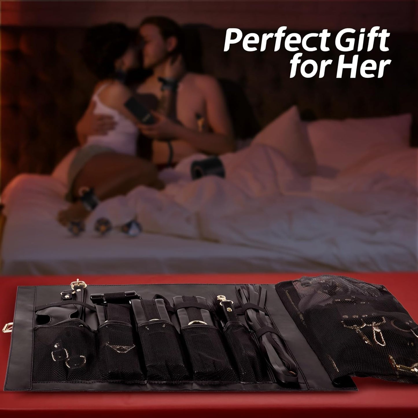 UTIMI BDSM Bondage Set Sex Toy for Couples - 21 Pieces SM Sex Toy with Whip, Plug and Handcuffs for Sex Games, Bondage Set, BDSM Kit, Sex Toy Set for Lovers, Black
