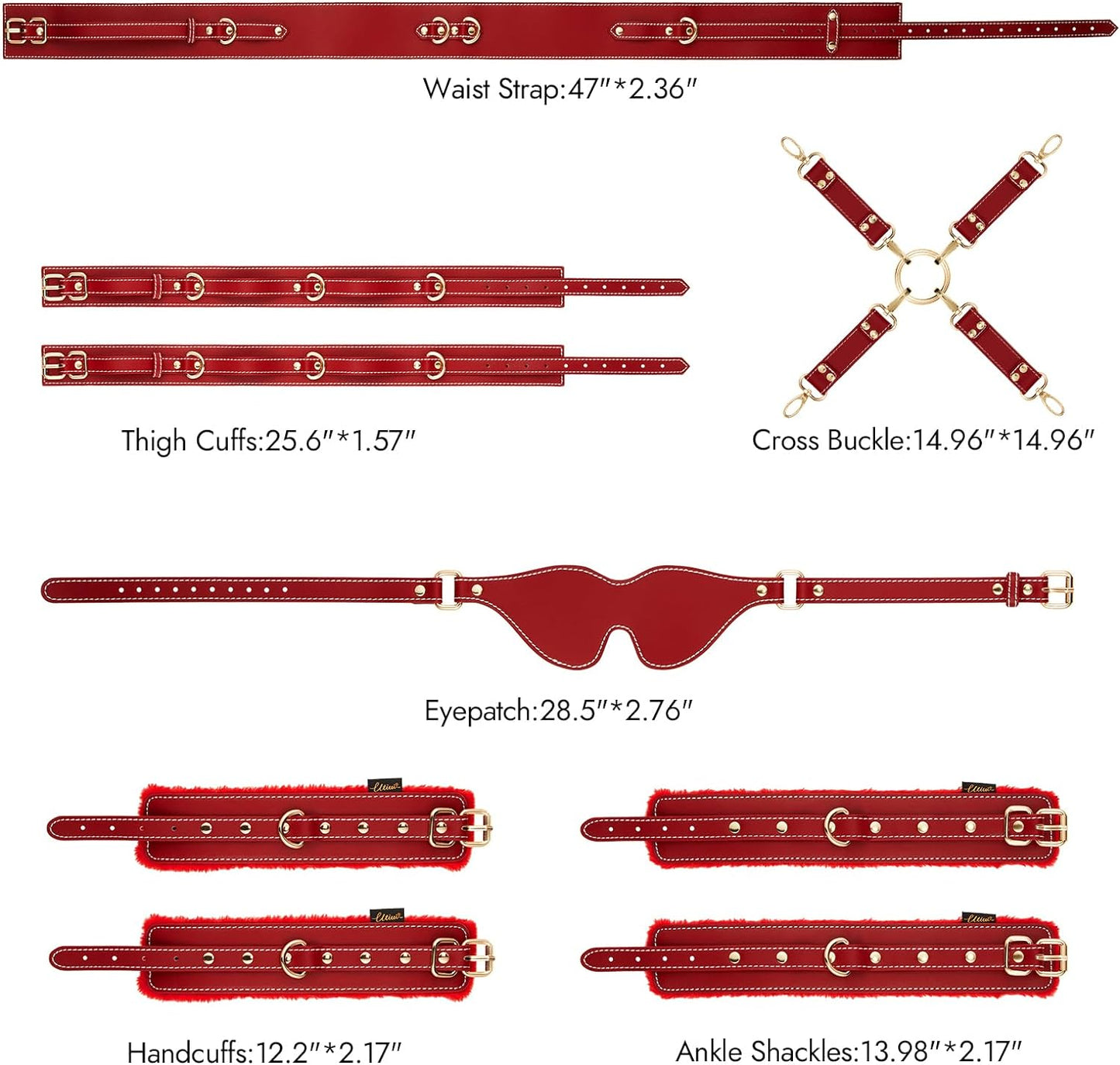 UTIMI 6-teiliges BDSM-Bondage-Set mit verstellbaren Handschellen, Augenbinde und Gurten für Paare
