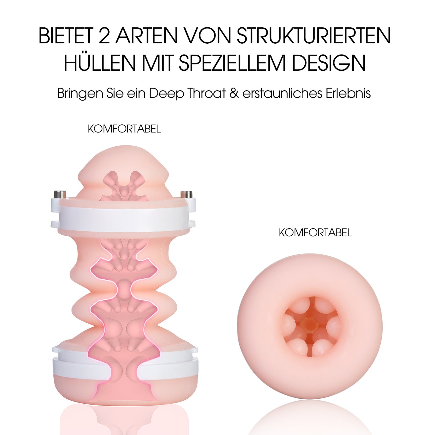 Hands-Free Automatic Masturbation Cup with 10 Thrust Modes, 2 Realistic Sleeves, and Portable Strap