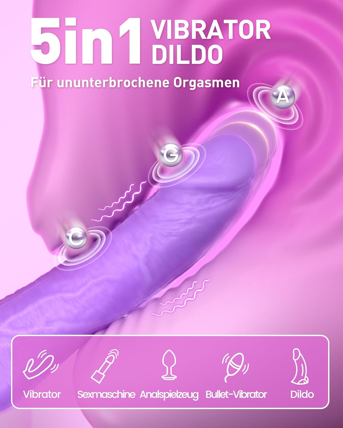 Dildo Vibrator Sex Toy for Women - 2-in-1 G Spot and A Point Vibration for Women with 10 Vibrations & 3 Shock Modes, Realistic Silicone Sex Toy, Waterproof Sex Toy, Erotic Dildo