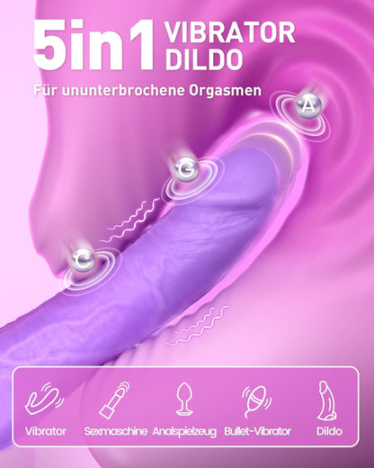 Dildo Vibrator Sex Toy for Women - 2-in-1 G Spot and A Point Vibration for Women with 10 Vibrations & 3 Shock Modes, Realistic Silicone Sex Toy, Waterproof Sex Toy, Erotic Dildo