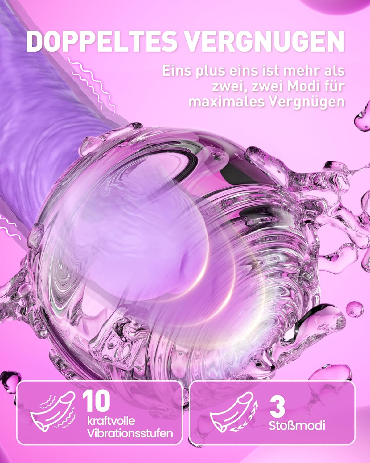 Dildo Vibrator Sex Toy for Women - 2-in-1 G Spot and A Point Vibration for Women with 10 Vibrations & 3 Shock Modes, Realistic Silicone Sex Toy, Waterproof Sex Toy, Erotic Dildo