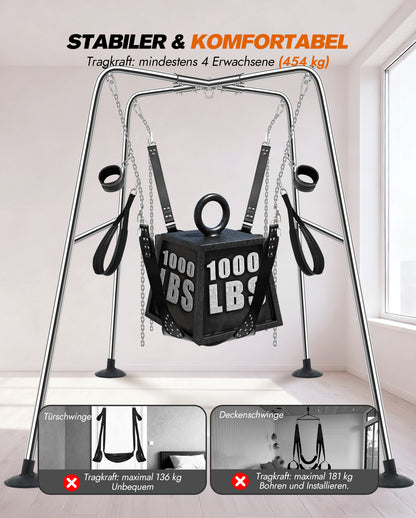 UTIMI Sexschaukelgestell BDSM-Sexspielzeug Sexschaukelset mit Sexschlinge für Paare, Bondage-Sklave, einfach zu montieren und verstellbar, Sexmöbel fürs Schlafzimmer, stabiler Stahlrahmen, Tragkraft b
