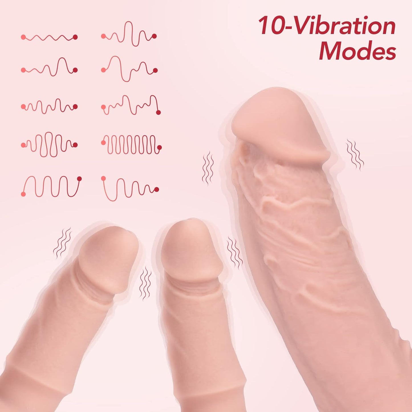 Utimi Umschnallbare Vibrationsdildos – Verstellbarer strapless Dildo mit 10 Modi und 3 Dildos