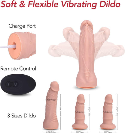 Utimi Umschnallbare Vibrationsdildos – Verstellbarer strapless Dildo mit 10 Modi und 3 Dildos