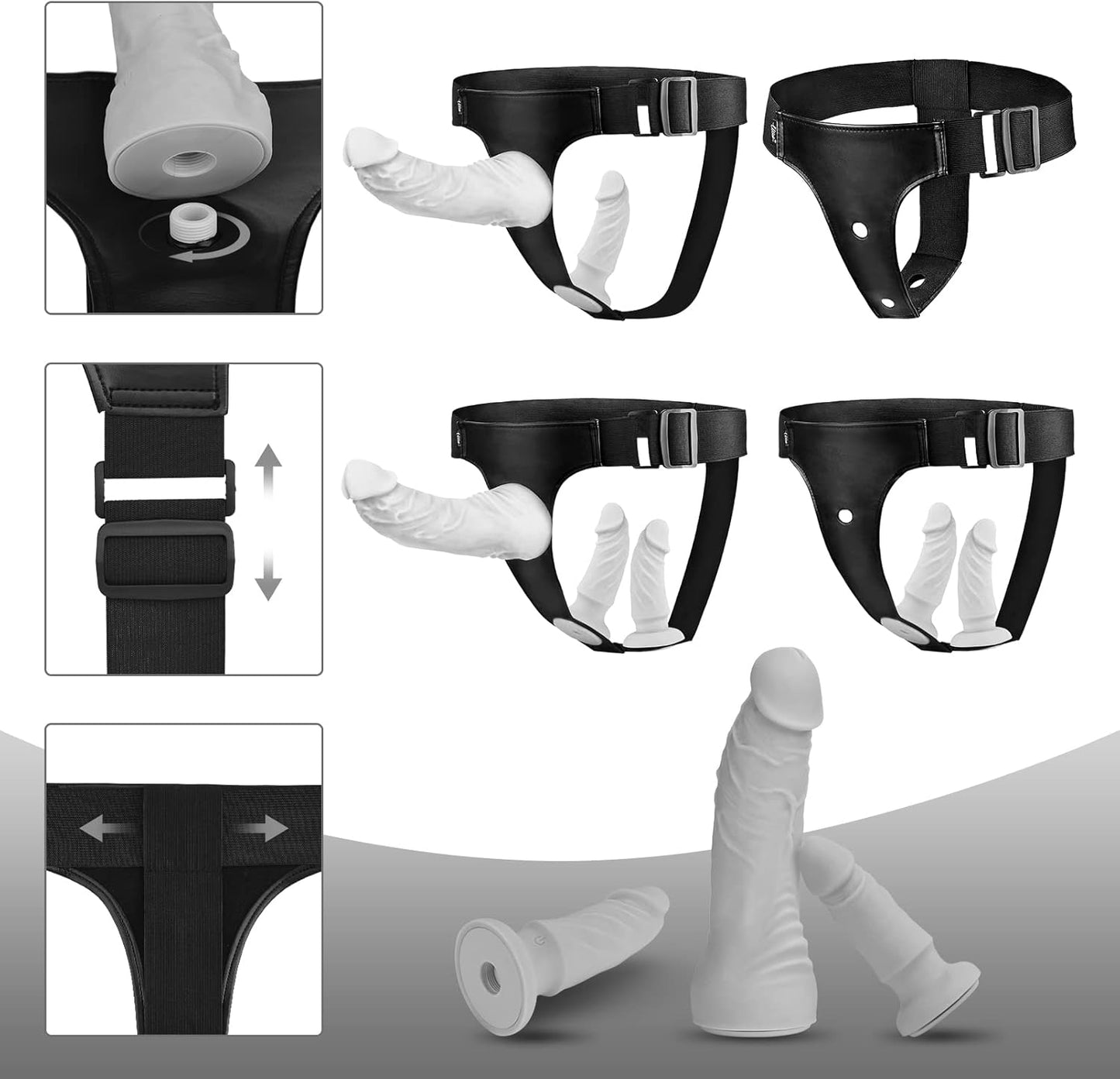 Utimi Umschnallbare Vibrationsdildos – Verstellbarer strapless Dildo mit 10 Modi und 3 Dildos
