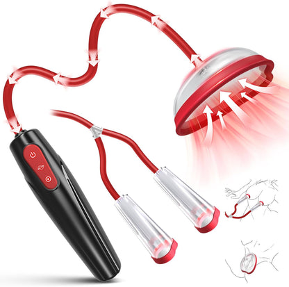 Elektrisches Vaginal- und Brustwarzenpumpen-Set – 3 Saugstufen, 7 Modi, Klitorisstimulation