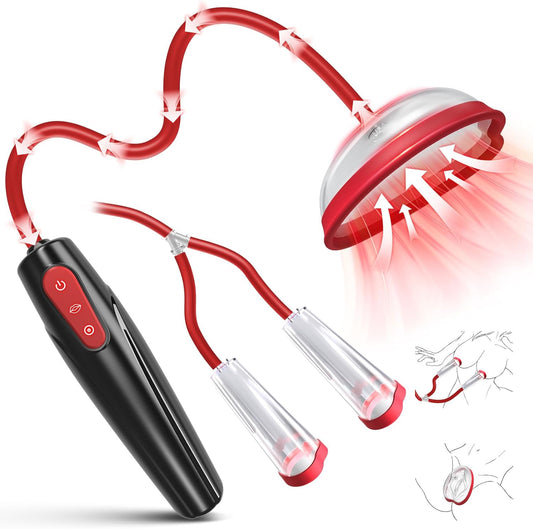 Elektrisches Vaginal- und Brustwarzenpumpen-Set – 3 Saugstufen, 7 Modi, Klitorisstimulation