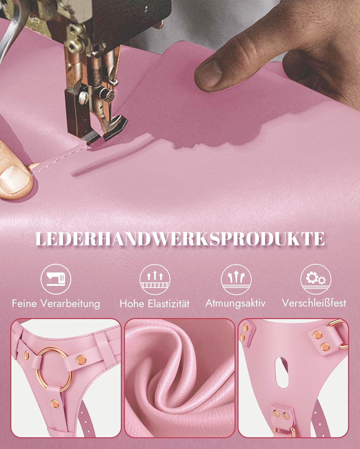 UTIMI Strap On Umschnall-Dildo, Verstellbares Strapon Harness für Frauen, 2 Ersatzplatten, 3 Silikonringe & 2 Metallringe, Für Paare, Lesben & Männer