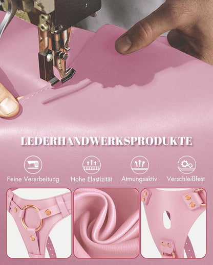UTIMI Strap On Umschnall-Dildo, Verstellbares Strapon Harness für Frauen, 2 Ersatzplatten, 3 Silikonringe & 2 Metallringe, Für Paare, Lesben & Männer