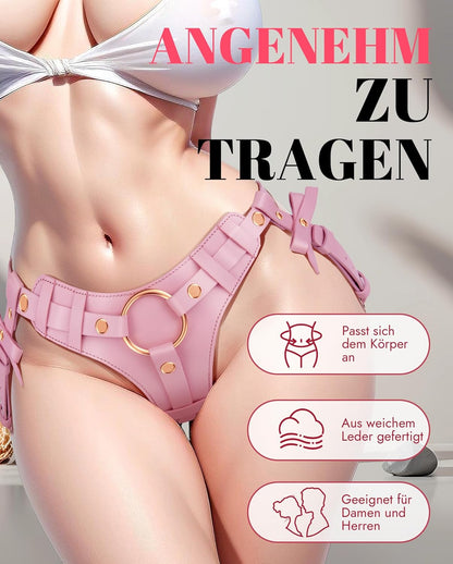 UTIMI Strap On Umschnall-Dildo, Verstellbares Strapon Harness für Frauen, 2 Ersatzplatten, 3 Silikonringe & 2 Metallringe, Für Paare, Lesben & Männer