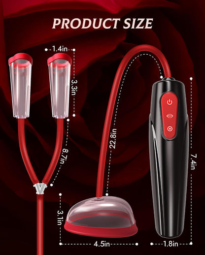 Elektrisches Vaginal- und Brustwarzenpumpen-Set – 3 Saugstufen, 7 Modi, Klitorisstimulation