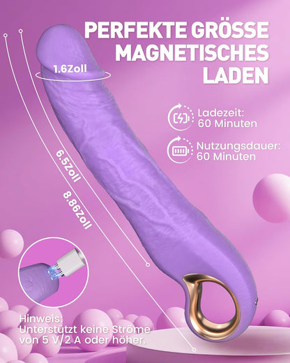 Dildo Vibrator Sex Toy for Women - 2-in-1 G Spot and A Point Vibration for Women with 10 Vibrations & 3 Shock Modes, Realistic Silicone Sex Toy, Waterproof Sex Toy, Erotic Dildo