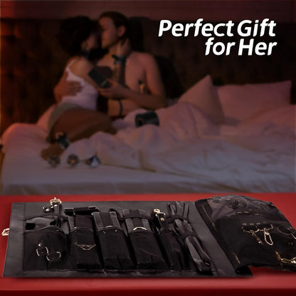 UTIMI BDSM Bondage Set Sex Toy for Couples - 21 Pieces SM Sex Toy with Whip, Plug and Handcuffs for Sex Games, Bondage Set, BDSM Kit, Sex Toy Set for Lovers, Black
