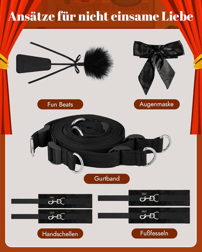 Einsteiger-freundliches BDSM-Fesselungs-Kit mit Augenbinde, Handschellen, Seil und Fußfesseln