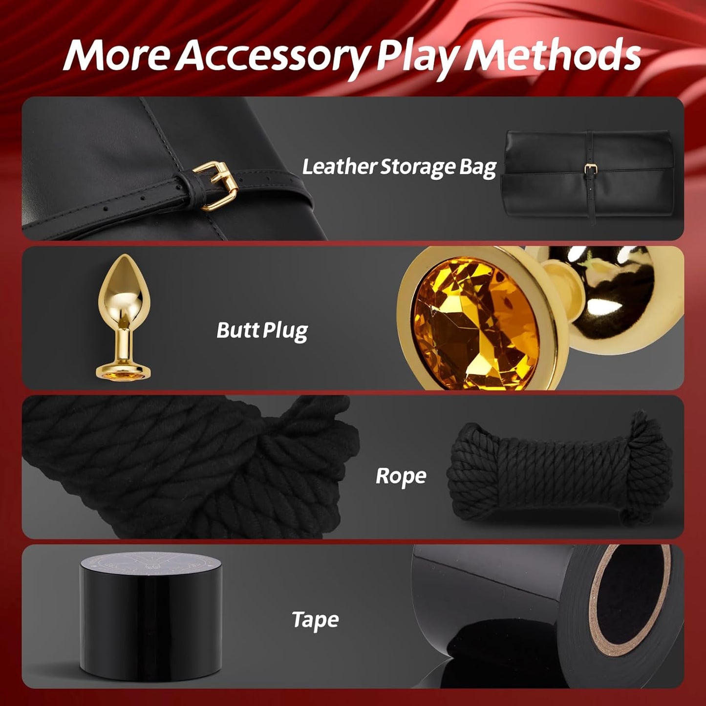 UTIMI BDSM Bondage Set Sex Toy for Couples - 21 Pieces SM Sex Toy with Whip, Plug and Handcuffs for Sex Games, Bondage Set, BDSM Kit, Sex Toy Set for Lovers, Black