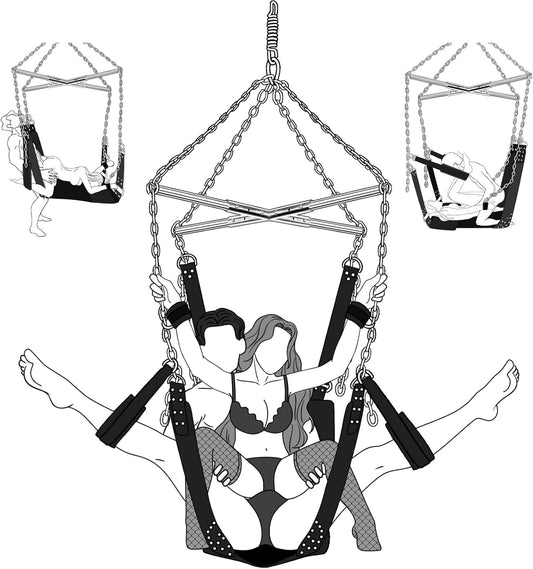 UTIMI Decken-Sexschaukel – Verstellbare BDSM-Schaukel mit gepolsterter Stütze und 360°-Drehung, belastbar bis zu 800 lbs