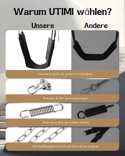 UTIMI Decken-Sexschaukel – Verstellbare BDSM-Schaukel mit gepolsterter Stütze und 360°-Drehung, belastbar bis zu 800 lbs