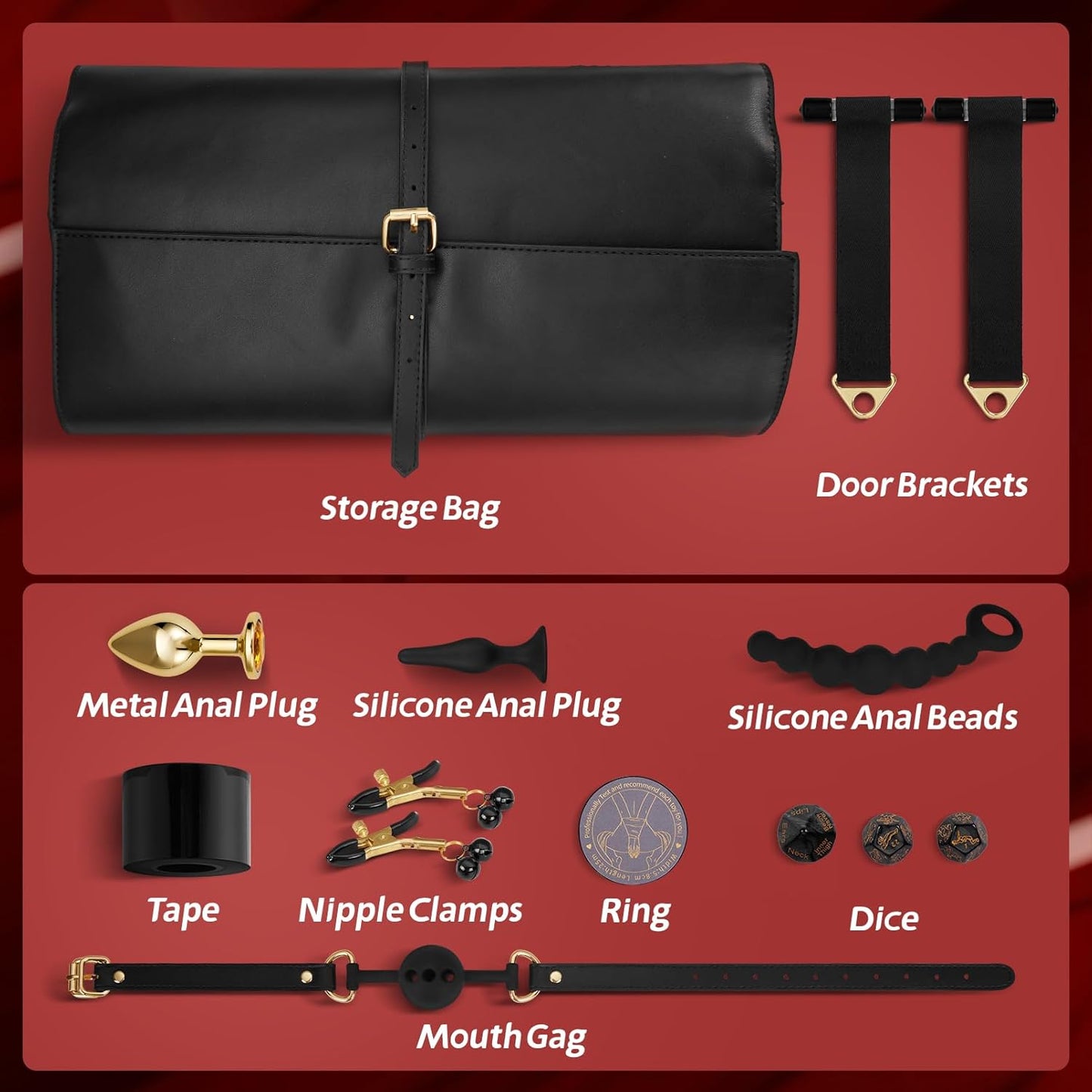 UTIMI BDSM Bondage Set Sex Toy for Couples - 21 Pieces SM Sex Toy with Whip, Plug and Handcuffs for Sex Games, Bondage Set, BDSM Kit, Sex Toy Set for Lovers, Black