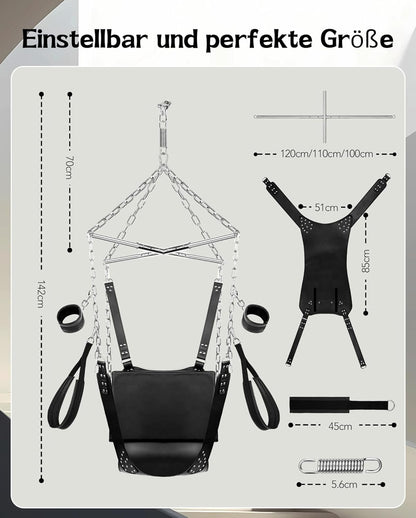 UTIMI Decken-Sexschaukel – Verstellbare BDSM-Schaukel mit gepolsterter Stütze und 360°-Drehung, belastbar bis zu 800 lbs
