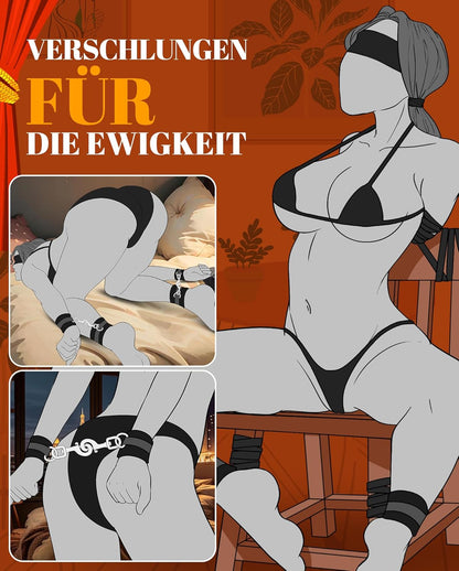 Einsteiger-freundliches BDSM-Fesselungs-Kit mit Augenbinde, Handschellen, Seil und Fußfesseln