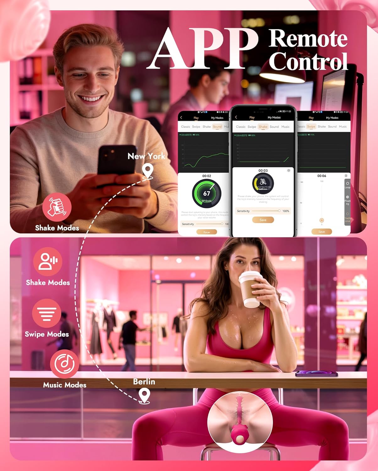 G-Punkt Vibrator für Frauen – 4-in-1 App Fernsteuerung, 8 Vibrations- & Schwingmodi, Wasserdicht, Klitoris- & G-Punkt Stimulator