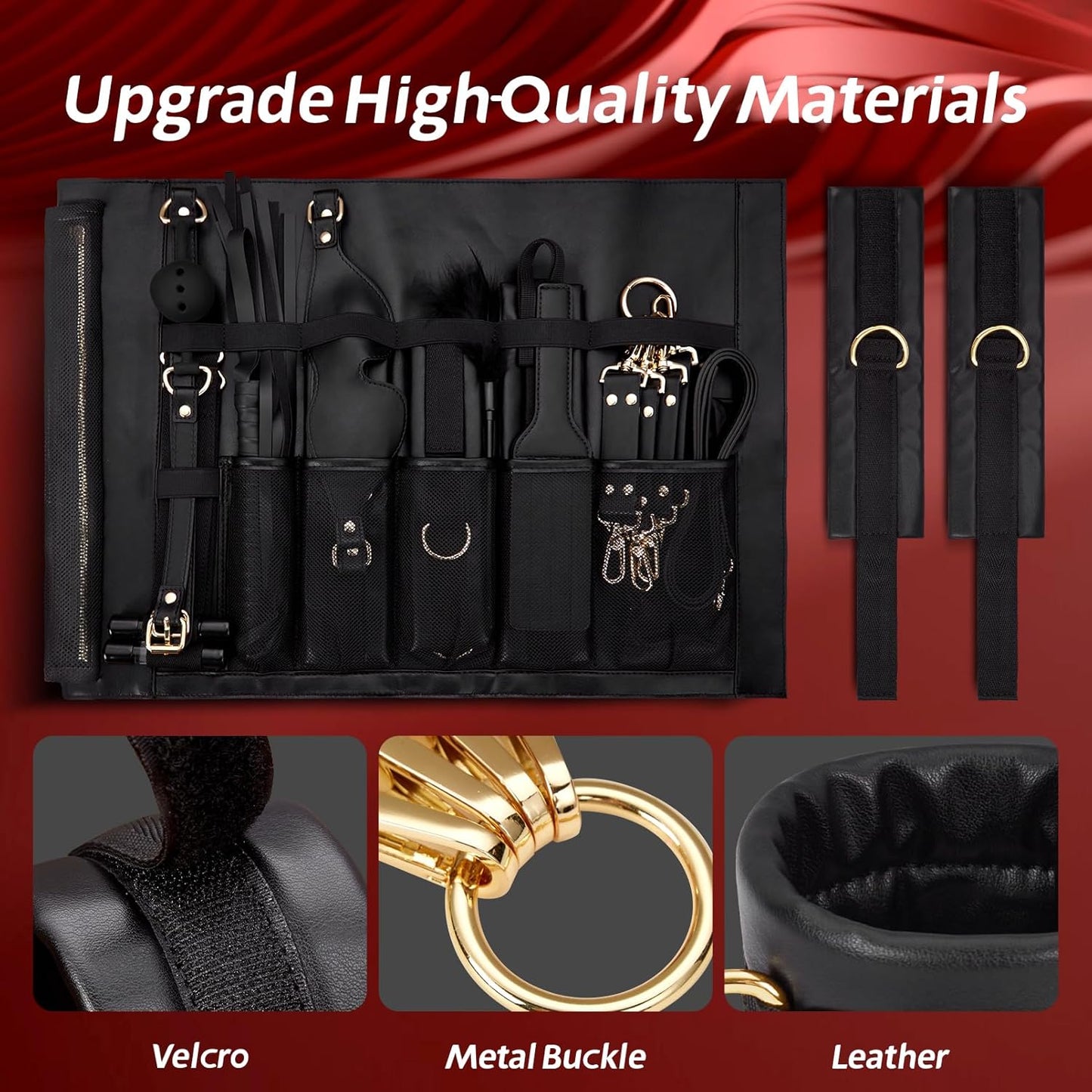 UTIMI BDSM Bondage Set Sex Toy for Couples - 21 Pieces SM Sex Toy with Whip, Plug and Handcuffs for Sex Games, Bondage Set, BDSM Kit, Sex Toy Set for Lovers, Black